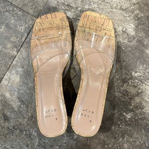 Wooden clear heels never worn!